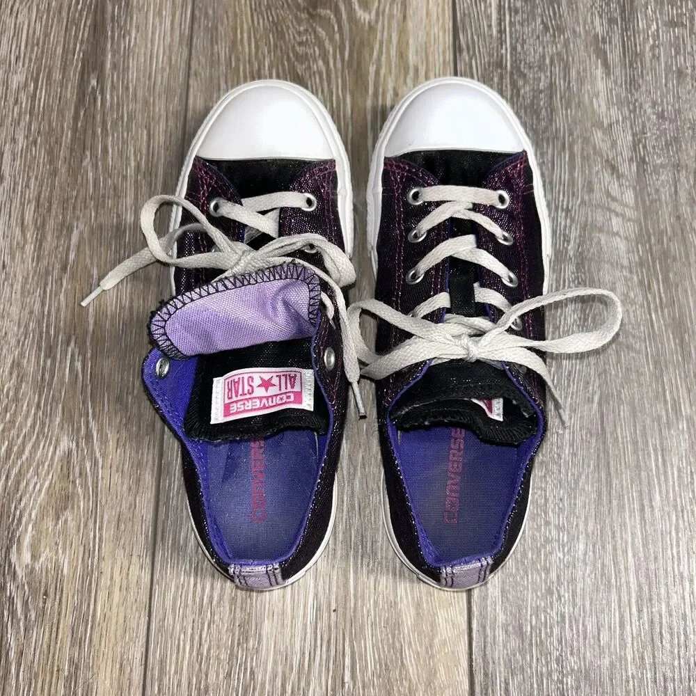 Converse Chuck Taylor Double Tongue Metallic Purple Youth Size 3 Sneaker Shoes